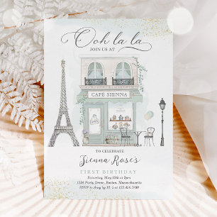 Parisfödelsedagen Parisian Cafe Tea Party Inbjudningar