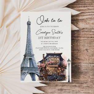 Parisfödelsedagen Parisian Cafe Tea Party Inbjudningar