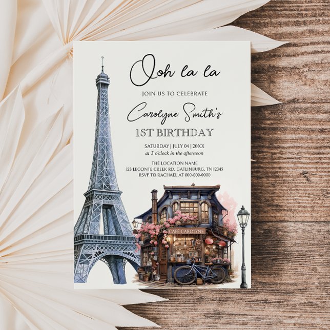 Parisfödelsedagen Parisian Cafe Tea Party Inbjudningar (Skapare uppladdad)