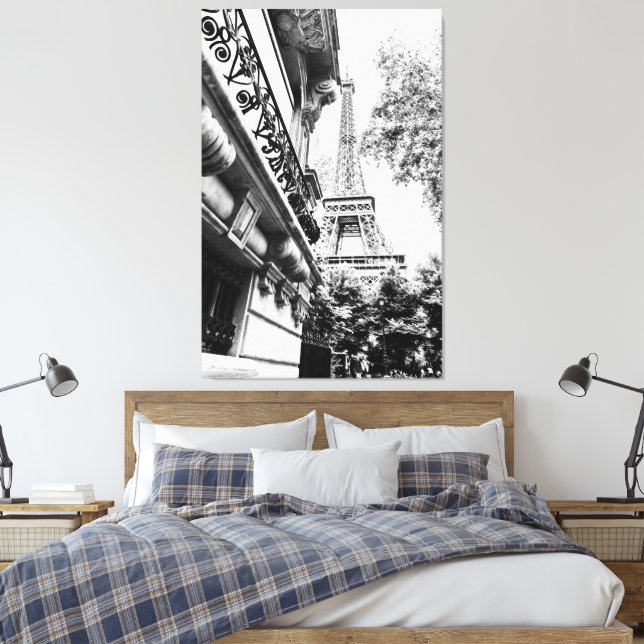Parisfotodecor i svartvitt canvastryck (Insitu (sovrum))