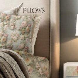 ParisFransk Ro Flowers Rosa Blommigt Vintage  Kudde