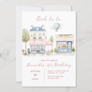 ParisFransken Cafe Tea Party Girl Birthday Inbjudningar