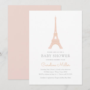 ParisFransken Eiffel Torn Rosa Baby Shower Inbjudningar