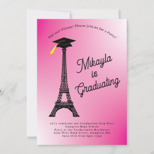 ParisFransken Eiffel Torn Studentfest Rosa Inbjudningar