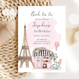 ParisFransken Parisian Cafe Tea Party Girl Birthda Inbjudningar