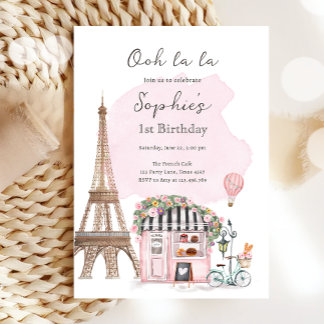 ParisFransken Parisian Cafe Tea Party Girl Birthda Inbjudningar