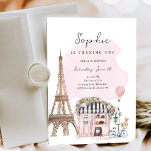 ParisFransken Parisian Cafe Tea Party Girl Birthda Inbjudningar