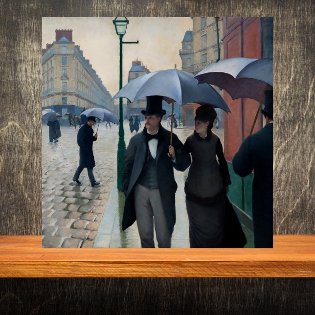 Parisgata i regnväder - Gustave Caillebot Kakelplatta (Skapare uppladdad)