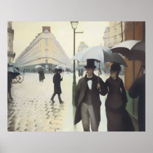 Parisgata, Regnig Dag av Caillebotte Poster