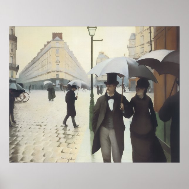 Parisgata, Regnig Dag av Caillebotte Poster (Framsidan)