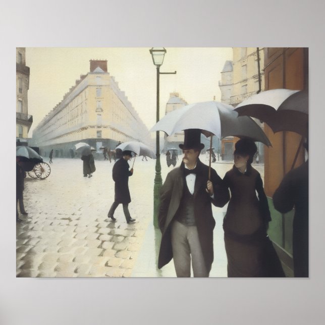 Parisgata, Regnig Dag av Caillebotte Poster (Framsidan)