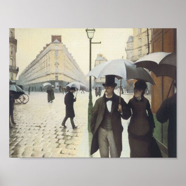 Parisgata, Regnig Dag av Caillebotte Poster (Framsidan)