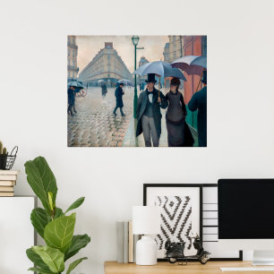 Parisgata Regnig Dag Gustave Caillebotte Poster