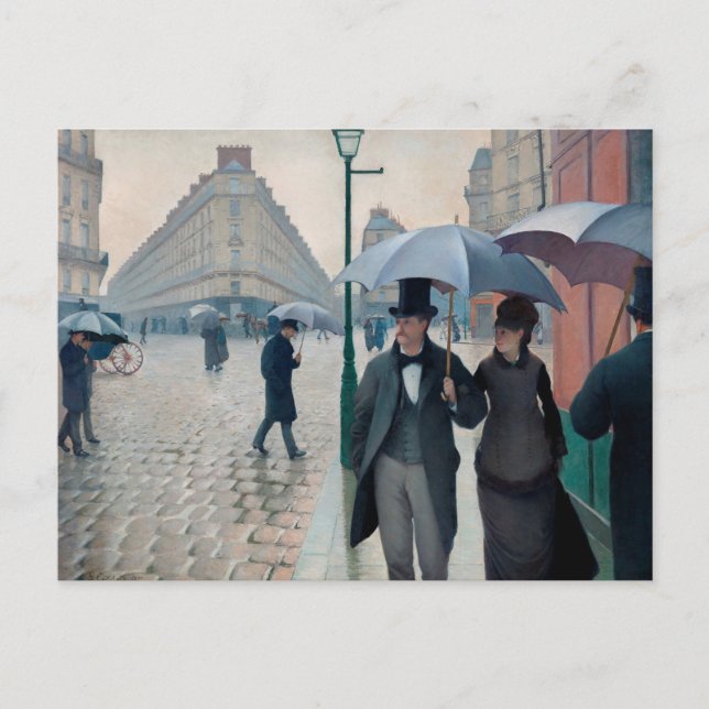 Parisgatan Regnig Dag av Gustave Caillebotte Vykort (Framsida)