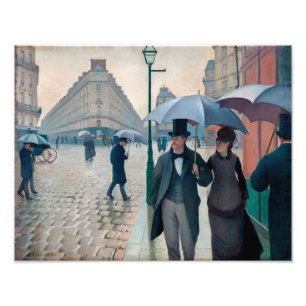 Parisgatan regnig dag Gustave Caillebotte Fototryck