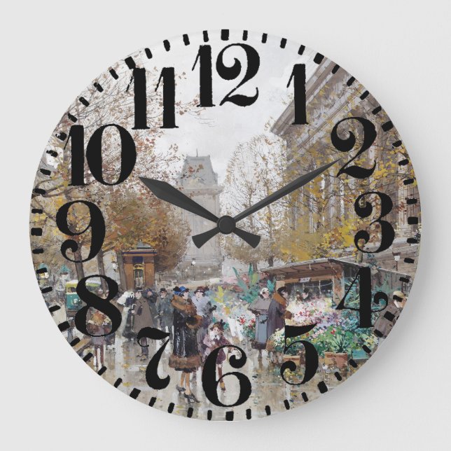 Parisgatuscen Art Big Number Wall Clock Stor Klocka (Framsida)