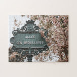 Parisgatuskylt Fotografi Jigszawa Puzzle Pussel<br><div class="desc">Vackra fotografier av en gatuskylt från Paris som är gjord i ett fint pussel för spelnatt. Välj din svårighet!</div>