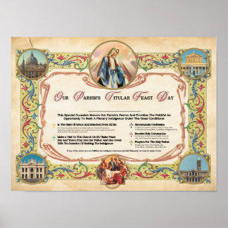 Parish Titular Feast Day Indulgence Plaque Poster