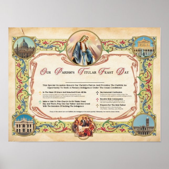 Parish Titular Feast Day Indulgence Plaque Poster (Framsidan)