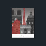 Parishöjningar per natt - Röd Canvastryck<br><div class="desc">"Paris Elevations by Night Red" av Fab Funky. Har berömdens landmärken i Paris i natt i ett rött system och grått färg.</div>
