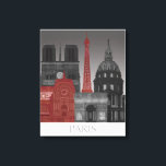 Parishöjningar per natt - Röd Canvastryck<br><div class="desc">"Paris Elevations by Night Red" av Fab Funky. Har berömdens landmärken i Paris i natt i ett rött system och grått färg.</div>