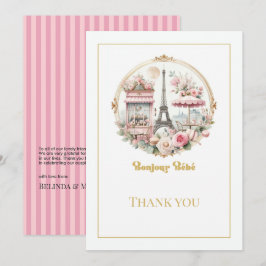 Parisian Bonjour Bébé Rosa Fransk Café Bebis Showe Tack Kort