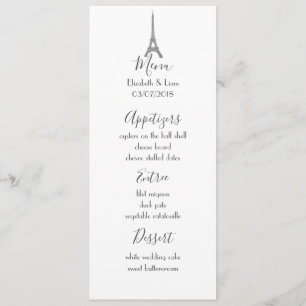 Parisian Bröllop Menu Meny
