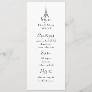 Parisian Bröllop Menu Meny