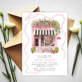 Parisian Café Bonjour Bebe Rosa Babyshower  Inbjudningar