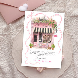 Parisian Café Bonjour Bebe Rosa Rosett Tack Inbjudningar