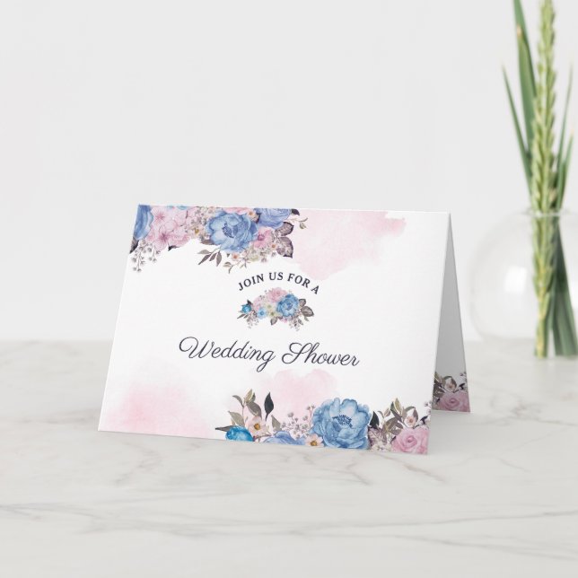 Parisian Charm Rosa Blommigt Couppes Möhippa Inbjudan (Framsida)