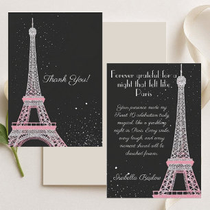 Parisian Chic Rosa Glitter Sweet 16 Födelsedag Tack Kort