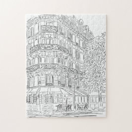 Parisian Corner Black and White Jigszawa Puzzle Pussel
