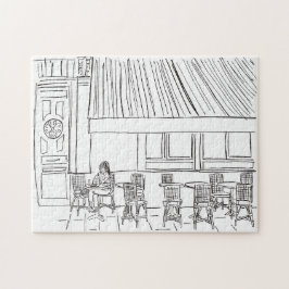 Parisian Corner Black and White Jigszawa Puzzle Pussel