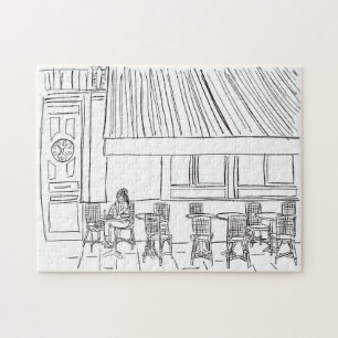 Parisian Corner Black and White Jigszawa Puzzle Pussel