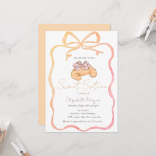 Parisian Croissant Chic Bow Sweet 16 Inbjudningar