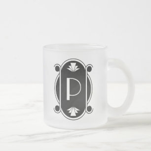 Parisian Deco gifta sig som är monogrammed Frostad Glasmugg