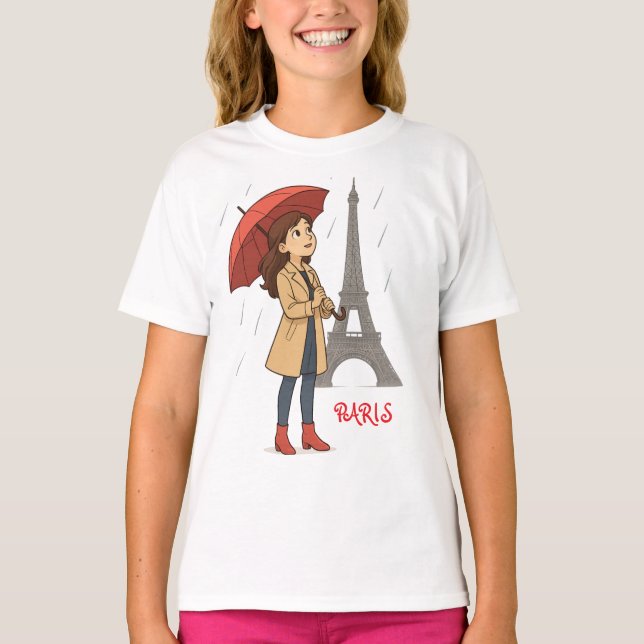 Parisian " - Dziewczyna z parasolką pod Wież T Shirt (Framsida)