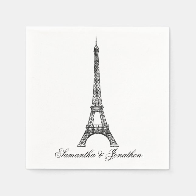 Parisian Eiffel Torn Bröllop Anpassningsbar Napkin Pappersservett (Framsidan)