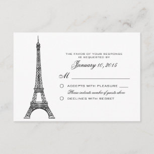 Parisian Eiffel Torn Bröllop OSA Anpassningsbar Kort