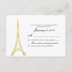 Parisian Eiffel Torn Guld Bröllop OSA Anpassningsb Kort