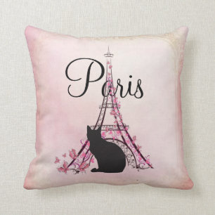 Parisian Eiffel Torn Paris Cat Kudde