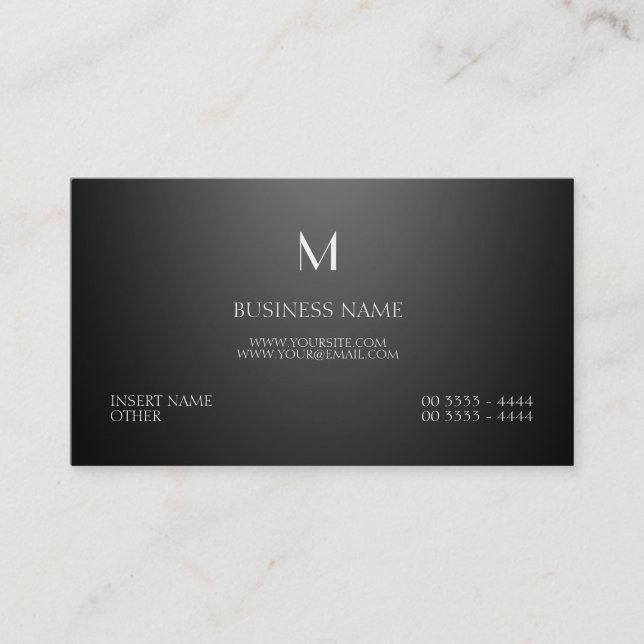 Parisian elegant- och Monogramsvart Visitkort (Framsida)