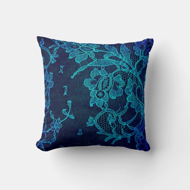 Parisian Feminine Victorian gotiic Blue Snöre Kudde (Framsida)