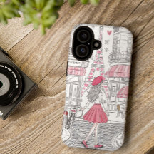 Parisian Girl - Cute Eiffel Torn & Café Street