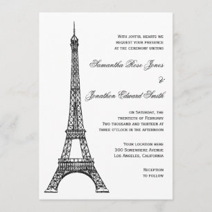 Parisian inbjudan för Eiffel tornbröllop