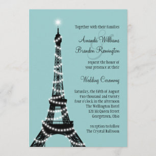 Parisian ljus som gifta sig inbjudan (turkos)