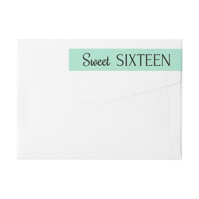 Parisian Mint Grönt Black Sweet sixteen Adress Etikettband (Baksidan)