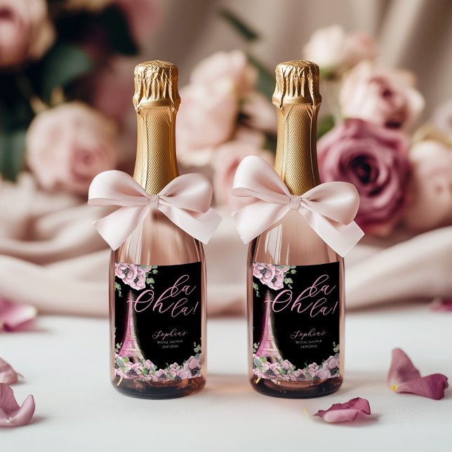 Parisian Oh La La Bridal Shower Vinflaska Etikett (Skapare uppladdad)