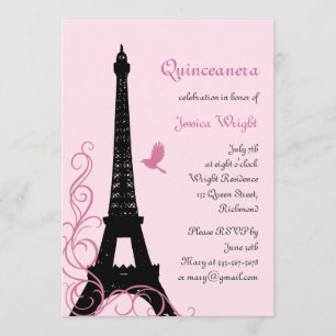 Parisian Quinceanera inbjudan (rosor)